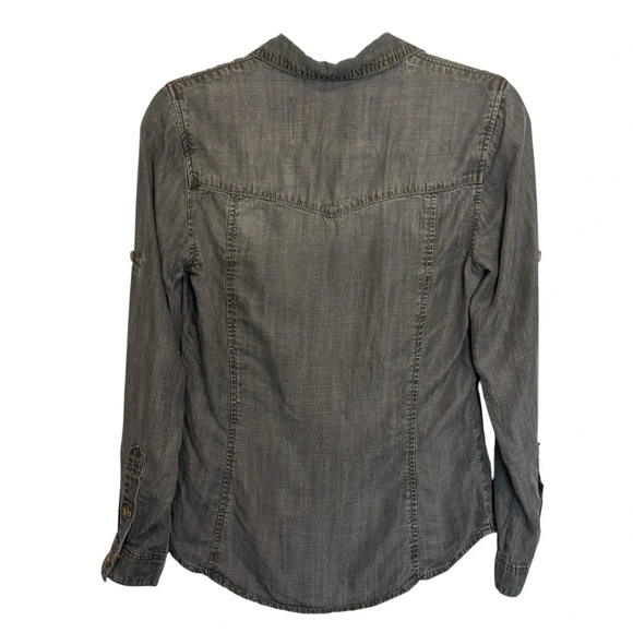 Bella Dahl Chambray Button-Up Long Sleeve Shirt in Grey Women’s XS - Picture 2 of 4